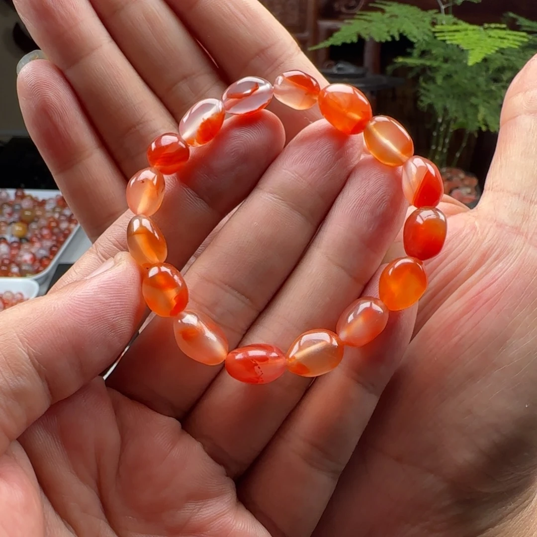 南红玛瑙未镶嵌河湾冰飘随型手串