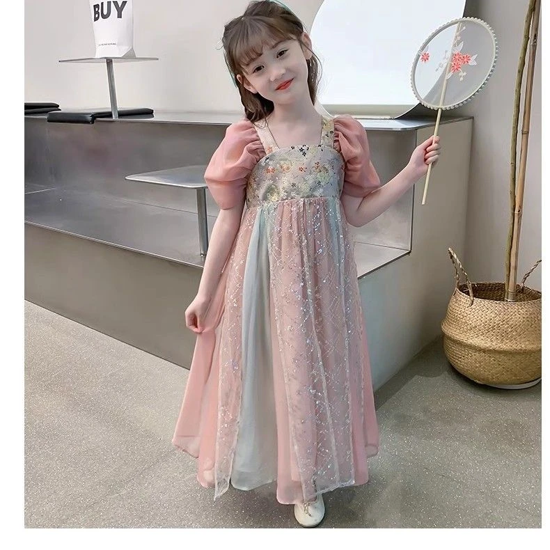 女童2025新款夏季古风潮流公主范网红儿童汉服洋气女孩夏装连衣裙