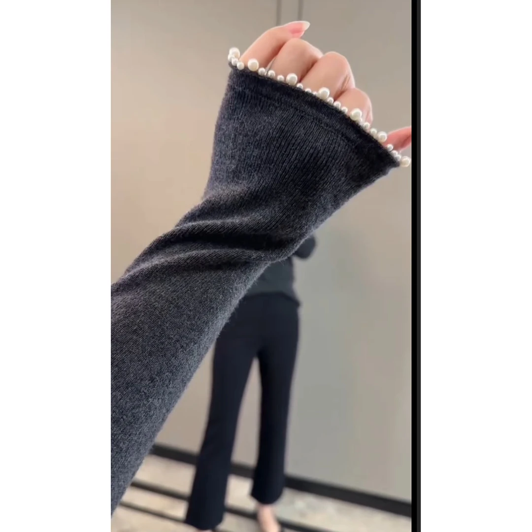 V领长袖针织打底衫2025秋季新款穿搭气质百搭弹力显瘦修身钉珠