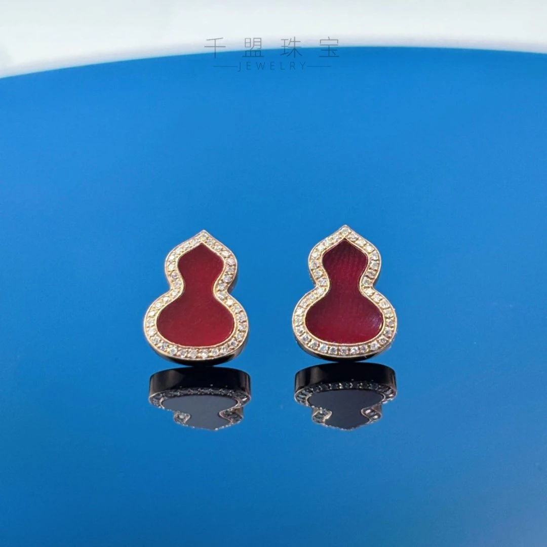 【千盟珠宝】18k金 红葫芦耳钉ZSES001453