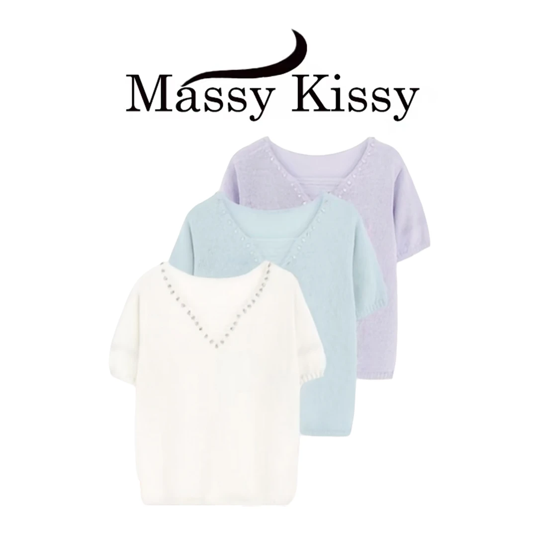 和纸纱薄款圆领针织新款百搭短袖纯色上衣时尚洋气7523