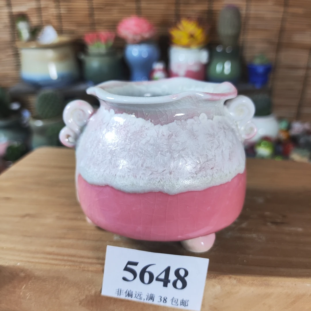 口5高6，5648手工创意多肉花盆摆件迷你多景德镇纯手工制做