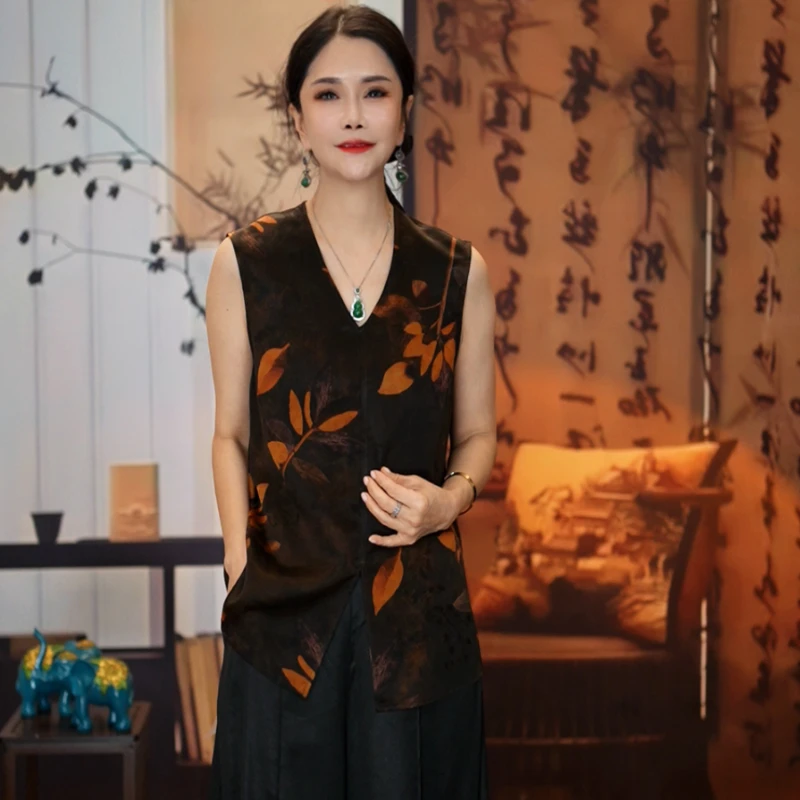 黛玫恩·【萝绣生香】中国风花萝复古宽松无袖背心上衣46110059