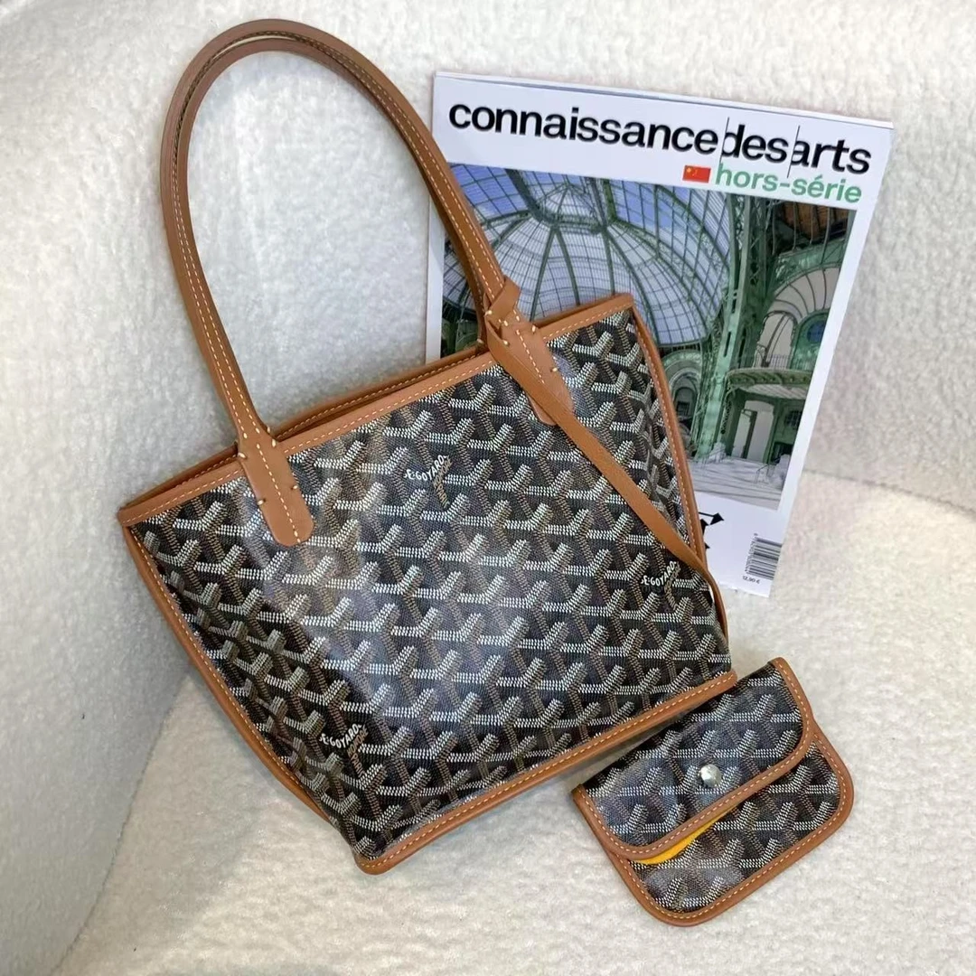 99新 Gaoy/戈雅 壹臻/老花棕色mini tote包 70133819