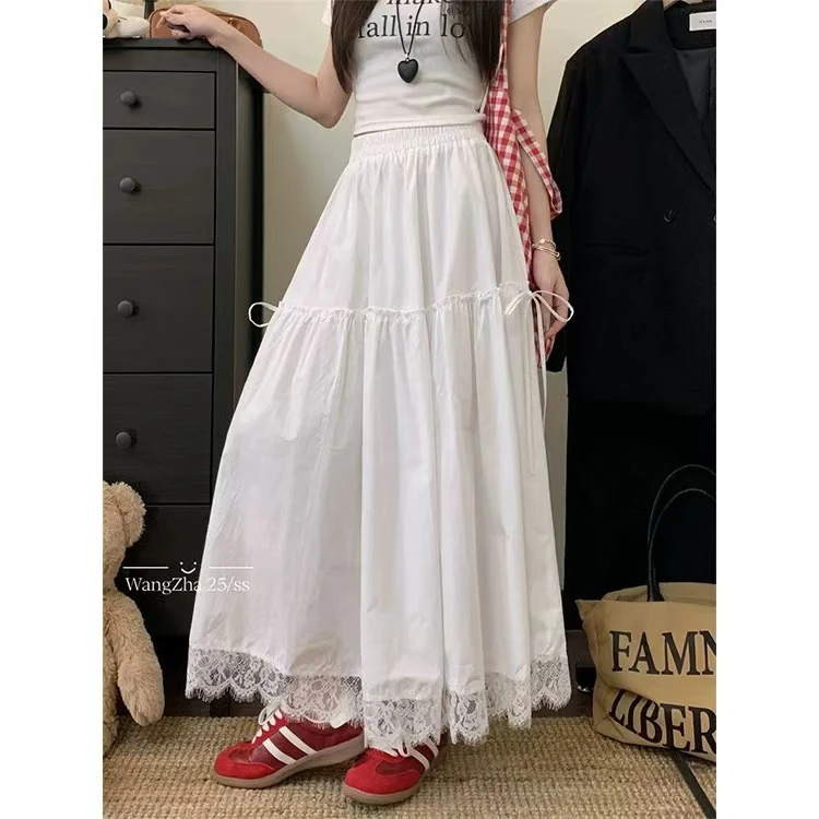 蕾丝不规则薄款成人裙子显瘦半身裙长裙O型设计感气质高腰