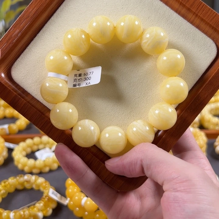 琥珀颈饰未镶嵌19.2mm精工白蜡虎皮千层雪xa