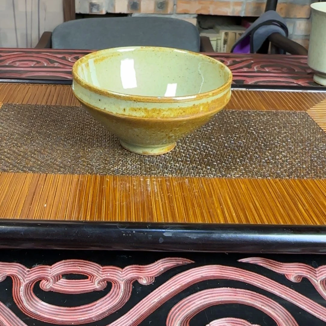 平阳窑手作直口斗笠梅子青釉盏