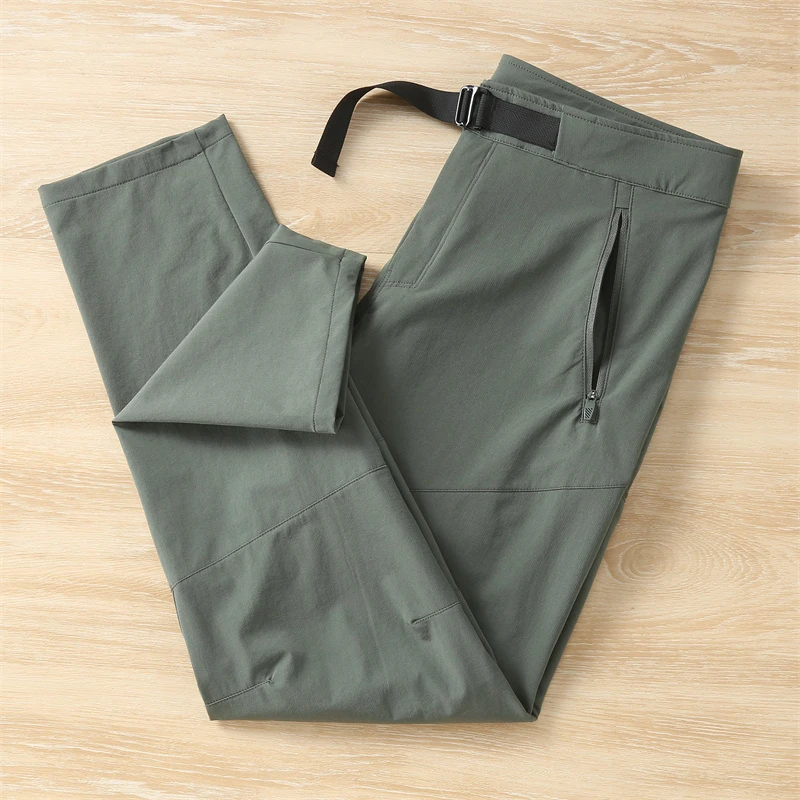 户外速干拉链薄款休闲长裤男2025夏季新款登山徒步修身运动冲锋裤
