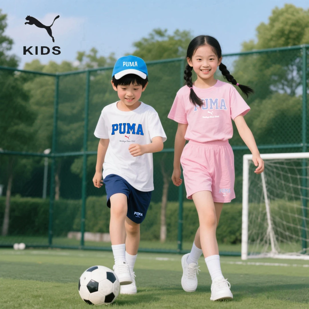 【夏季套装】PUMA彪马童装欧若风儿童新款夏季短袖T恤套装弹力舒适