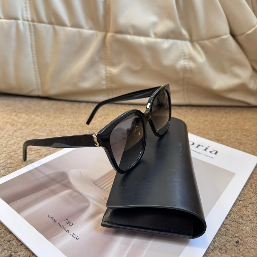 95新 YSL/圣罗兰 Ysl 黑金 方框侧面logo墨镜/635171688