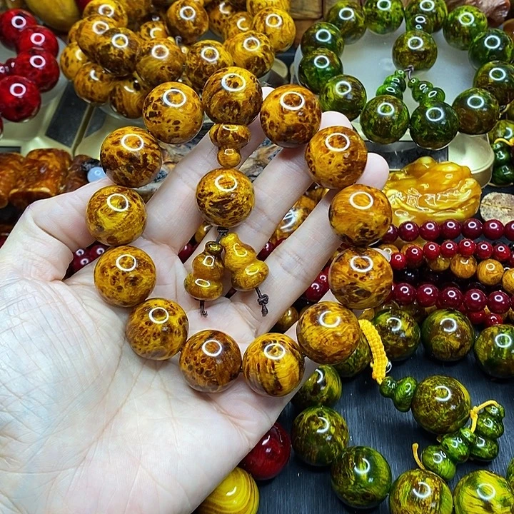 松木琥珀木文玩手串