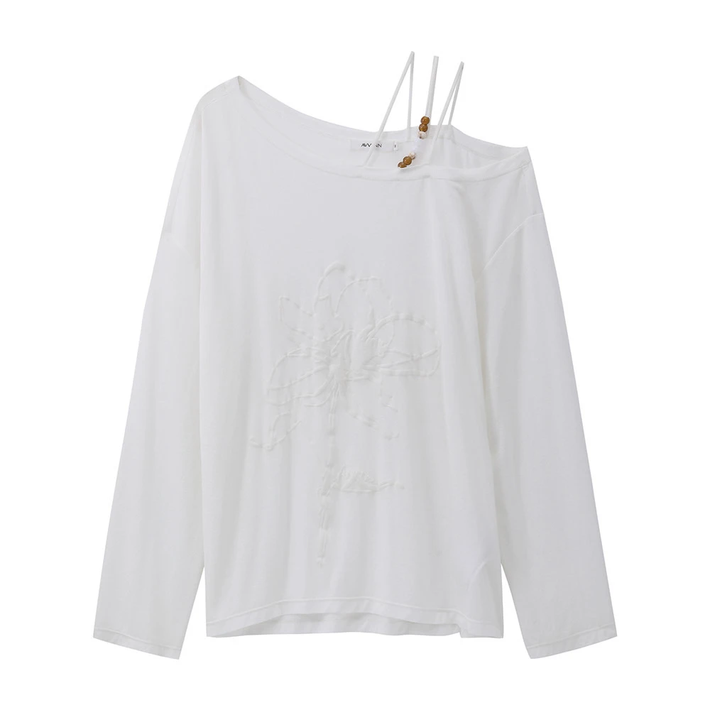 AVVENN设计师品牌 25夏新品 串珠肩带薄单衣T恤