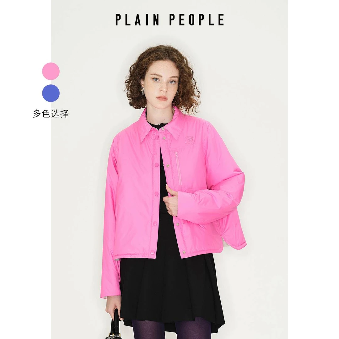 PLAIN PEOPLE轻户外复古工装刺绣衬衫式短外套女25秋冬双面可以穿