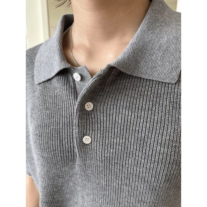 夏季老钱风高级感时尚休闲夏季薄款POLO衫百搭宽松痞帅时尚针织衫