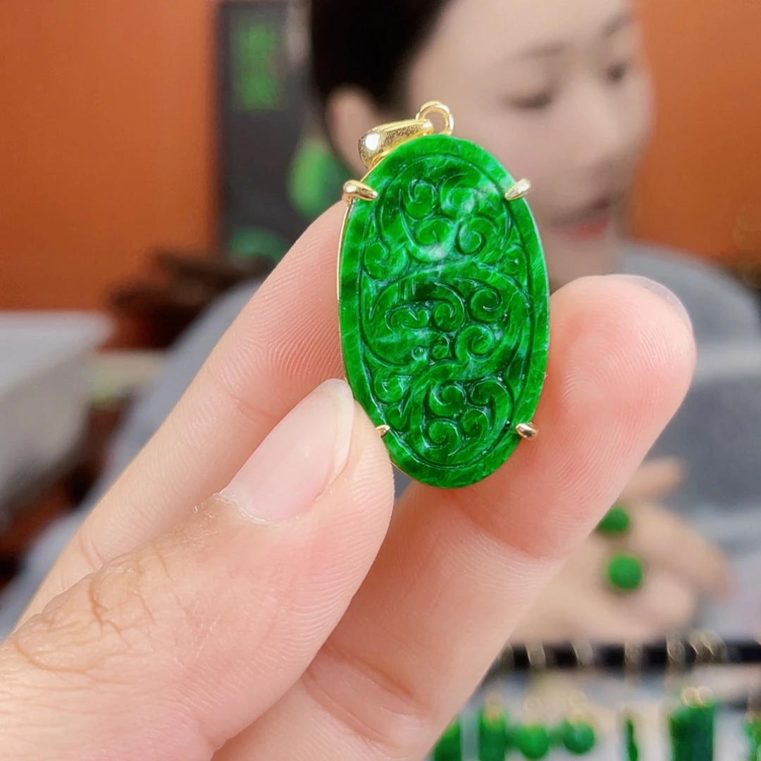 翡翠银S925镶嵌耳饰