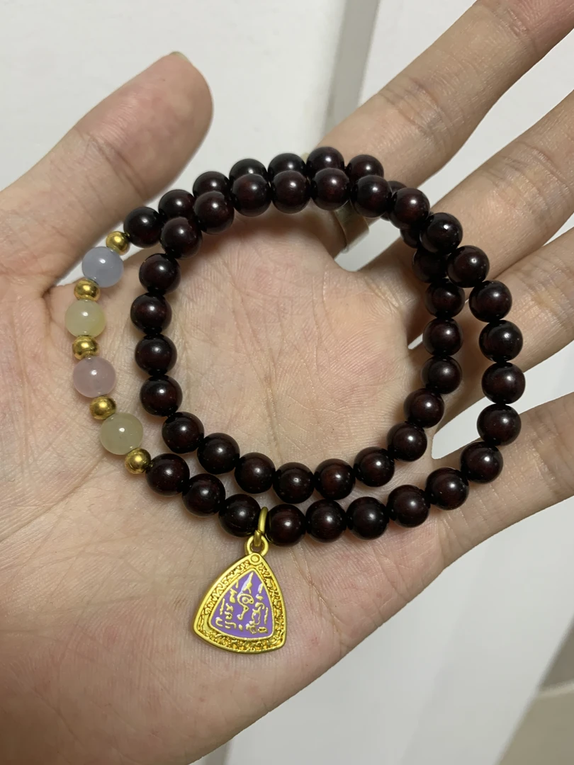 小叶紫檀双圈手串有礼盒