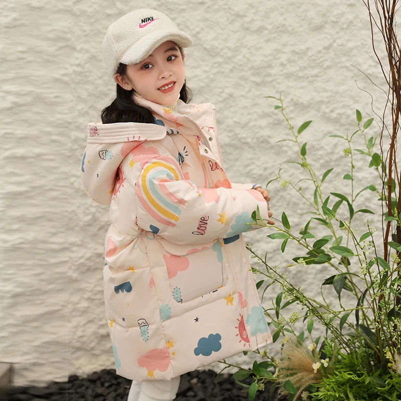 巴拉童年儿童羽绒服女童中长款2025新款韩版女孩子中大童加厚冬装