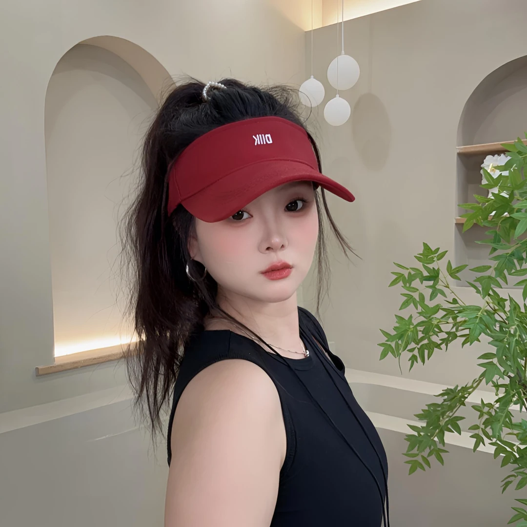 【韩版空顶帽】2025新款刺绣字母显脸小大帽檐运动时尚遮阳防晒帽子