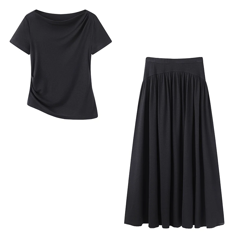 艾家商场同款2025春季新款时尚休闲修身显瘦T恤半身裙女50419290