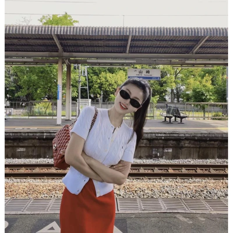 【MISSLI专属】-w19夏季小马刺绣针织开衫针织短袖