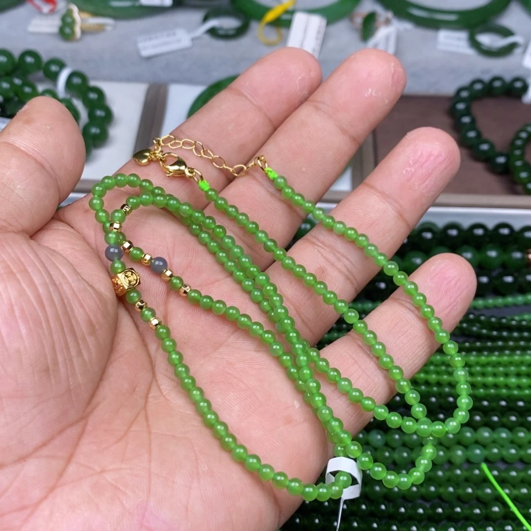 项链未镶嵌和田玉（碧玉）3.5m m