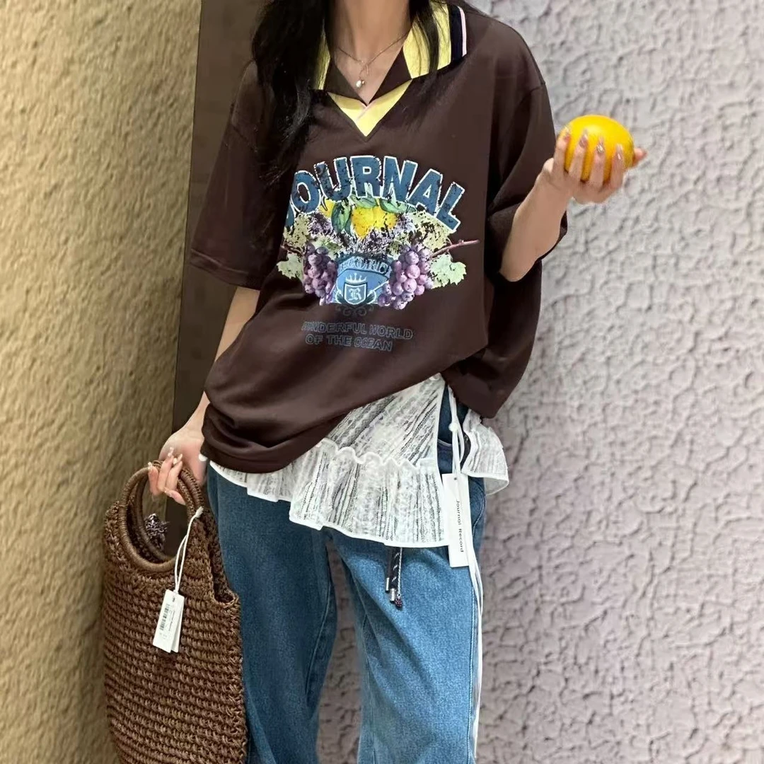 设计师款polo衫2025夏新品字母印花宽松休闲球衣短袖T恤