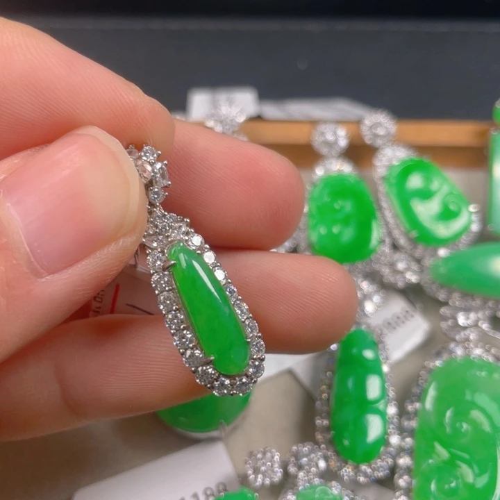 翡翠银S925镶嵌吊坠(不含链)