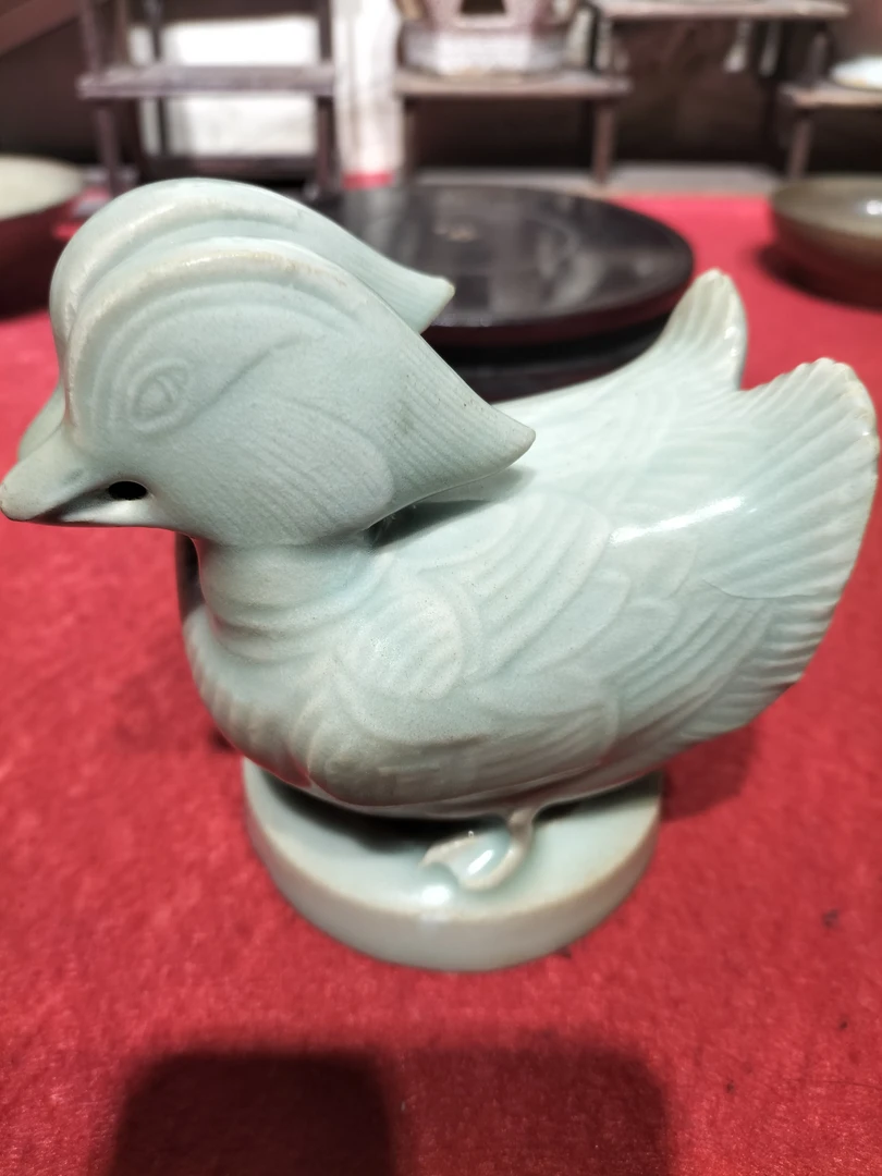 湖田窑鸳鸯，工艺精髓，釉水肥厚，高11