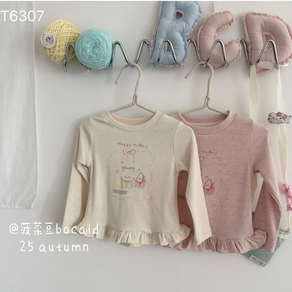 菠菜豆·25秋~卡通图案花边T恤T6307（汉服）