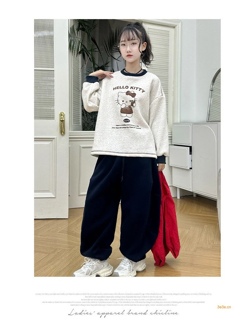 儿童新款秋冬季加绒加厚卫衣卫裤套装