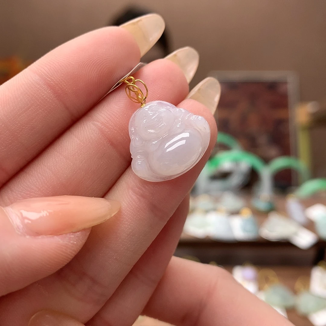 翡翠吊坠(不含链)18K金镶嵌