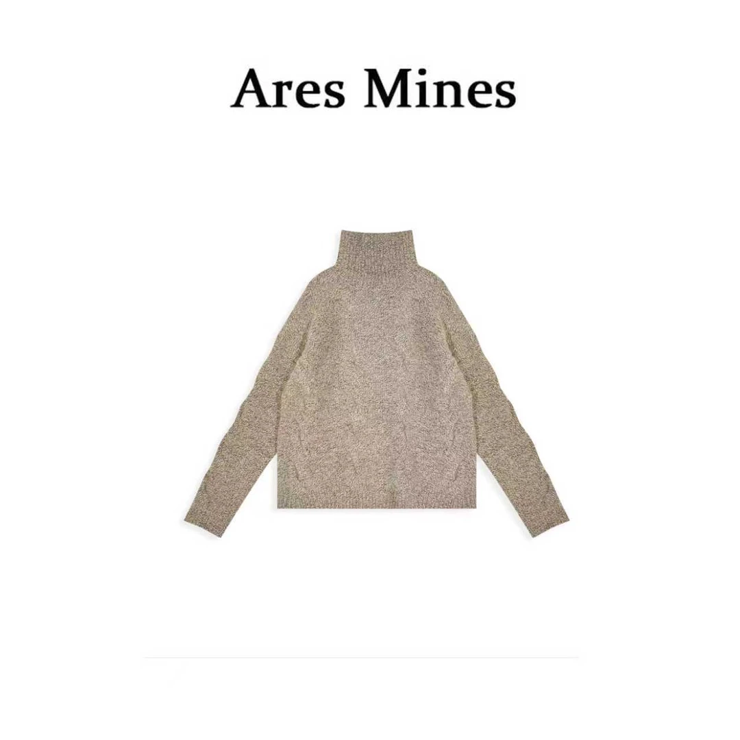 【盛朗熙Ares Mines】极简从绒 法式慵懒高领宽松长袖麻花厚毛衣