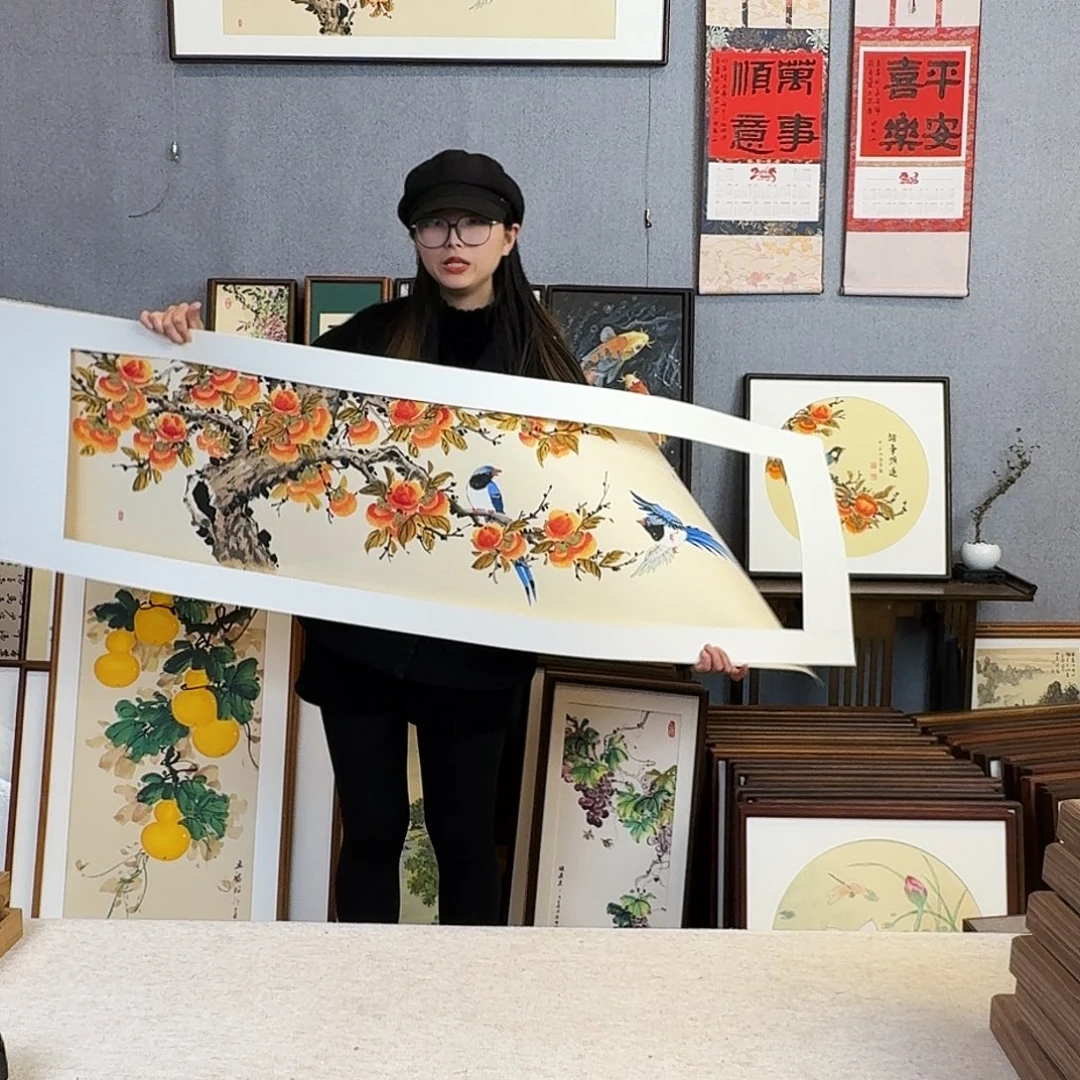 国画手绘带框尺寸：40*160