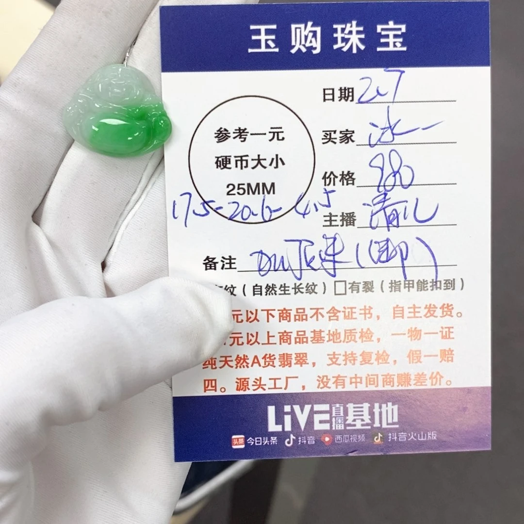 翡翠颈饰未镶嵌冰**融平安扣