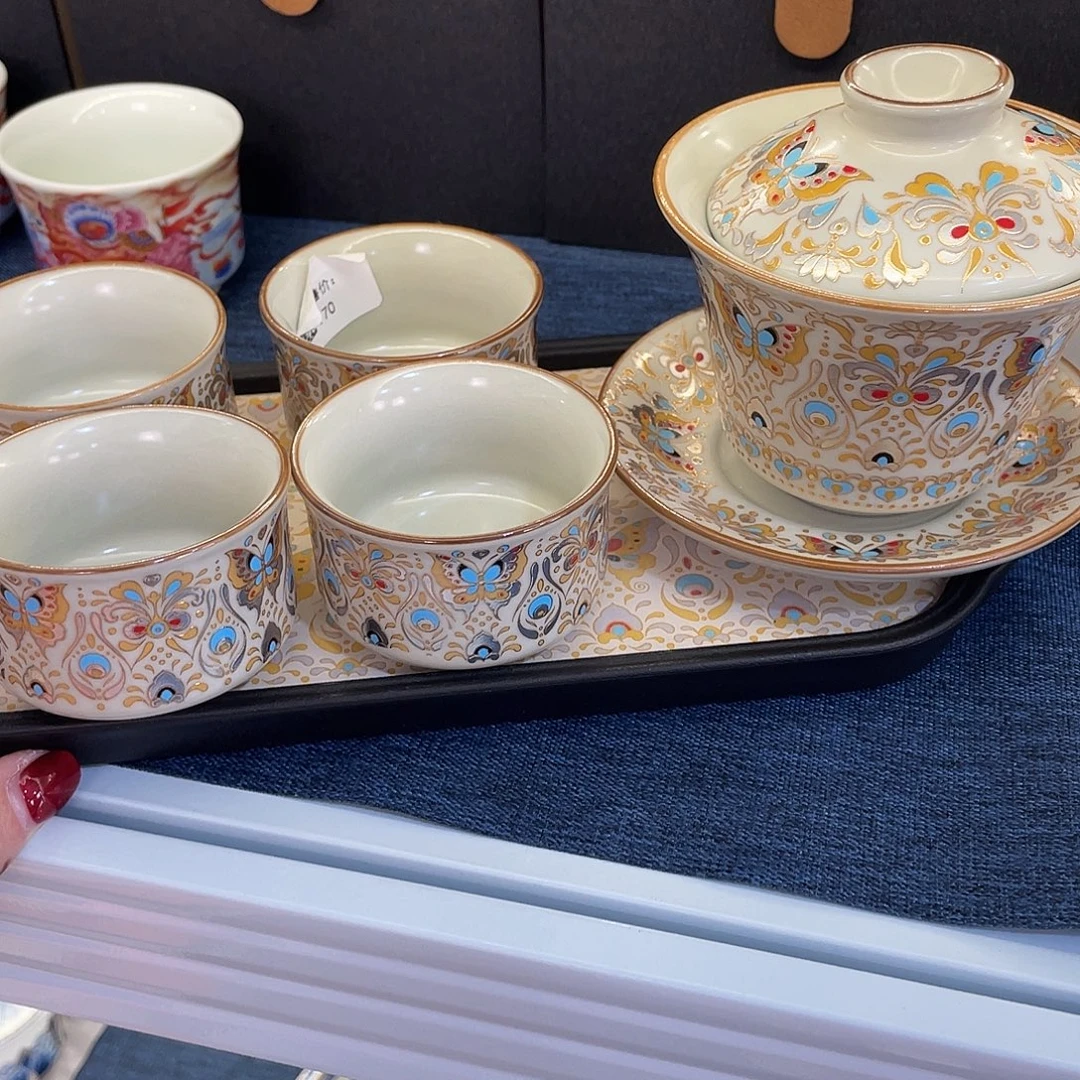 陶景德陶瓷盖碗茶具