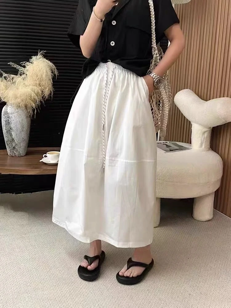 3302#工装高腰显瘦半身裙女夏新款宽松休闲百搭蓬蓬裙花苞裙长裙