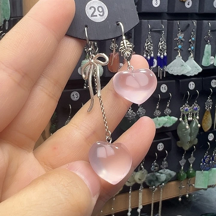 芙蓉石耳饰银S925镶嵌芒***糖