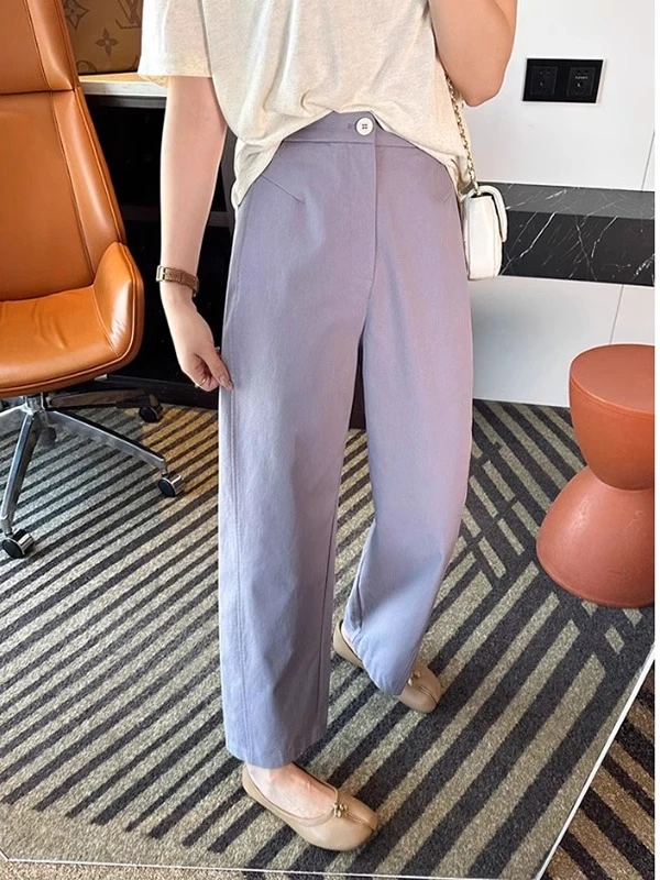 【烁之悦618福利】夏季薄款香芋紫高腰九分阔腿裤宽松九分休闲裤女