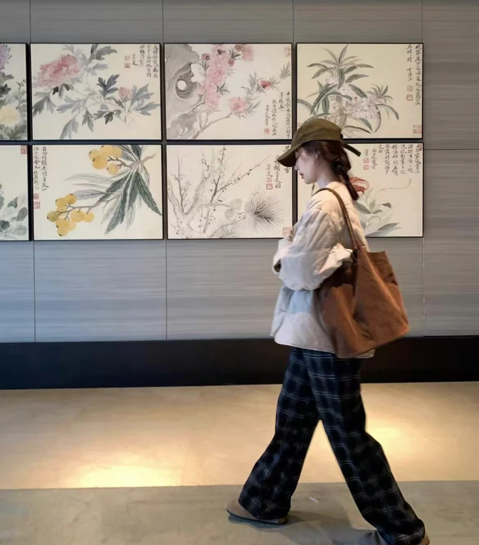 6069复古阔腿裤女秋季新款休闲裤宽松显瘦裤子