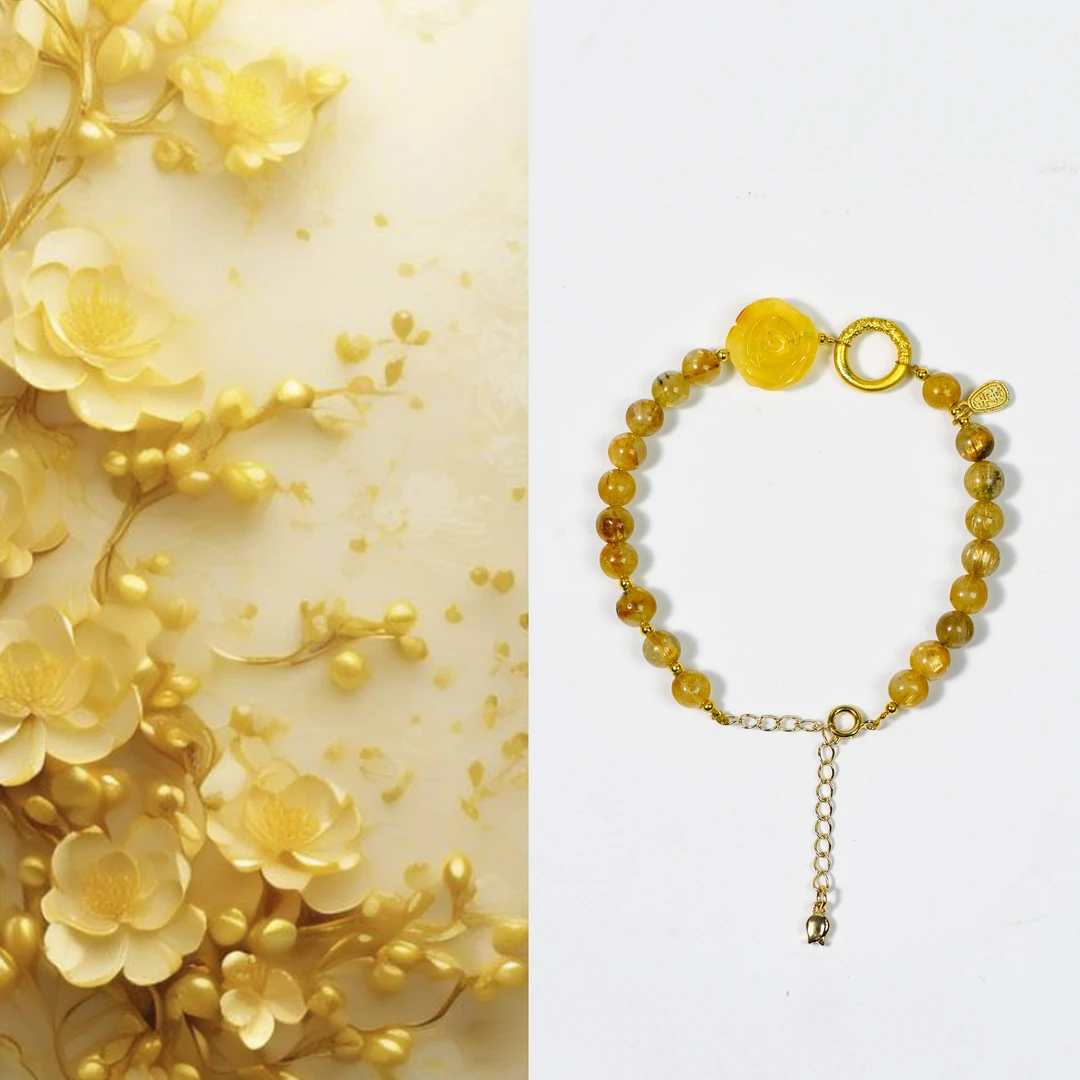 【臻水晶】钛晶蜜蜡单圈气质手链轻奢ins风女生高级感手饰