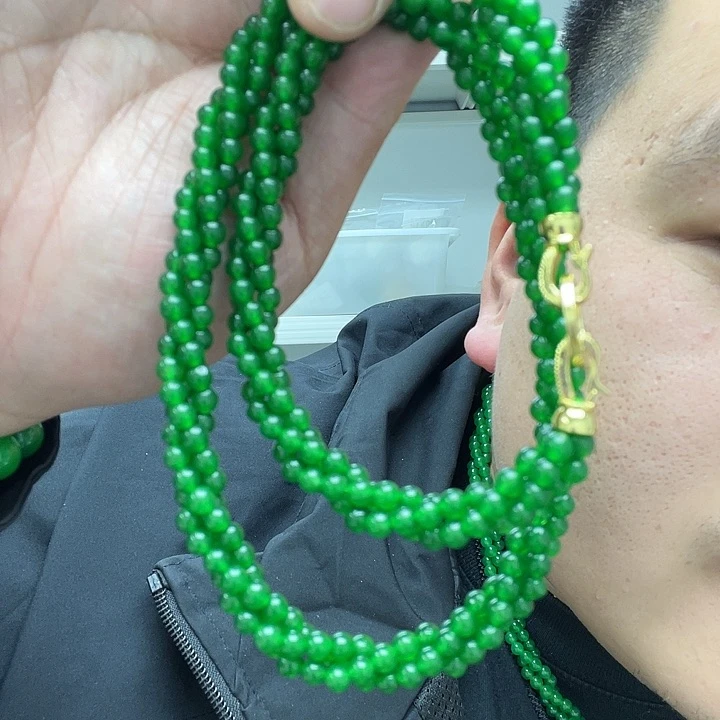 翡翠颈饰14K金镶嵌麻花项链