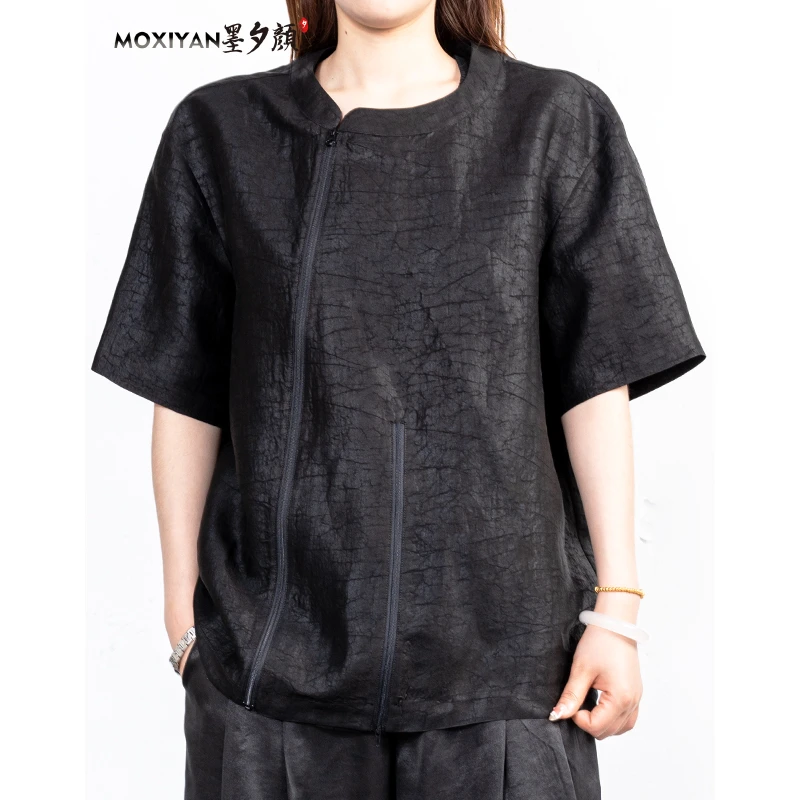 【墨夕颜】2025新款桑蚕丝男装  黑龟休闲短袖-MH-802