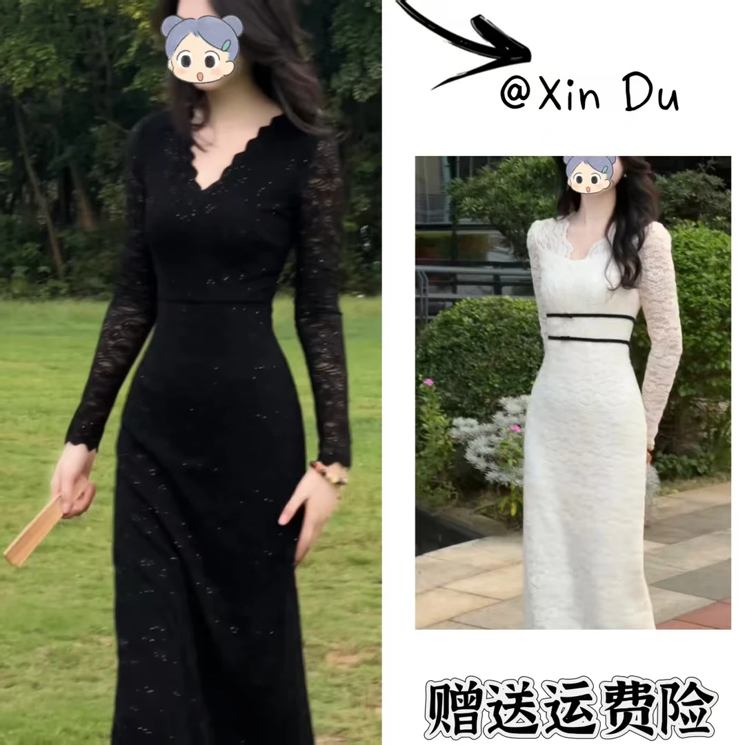 2025秋季新款时尚显瘦气质女士网红洋气连衣裙百搭款D23776