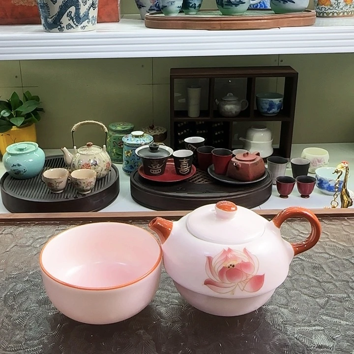 青花瓷器旅行茶具茶叶罐玻璃杯个人杯