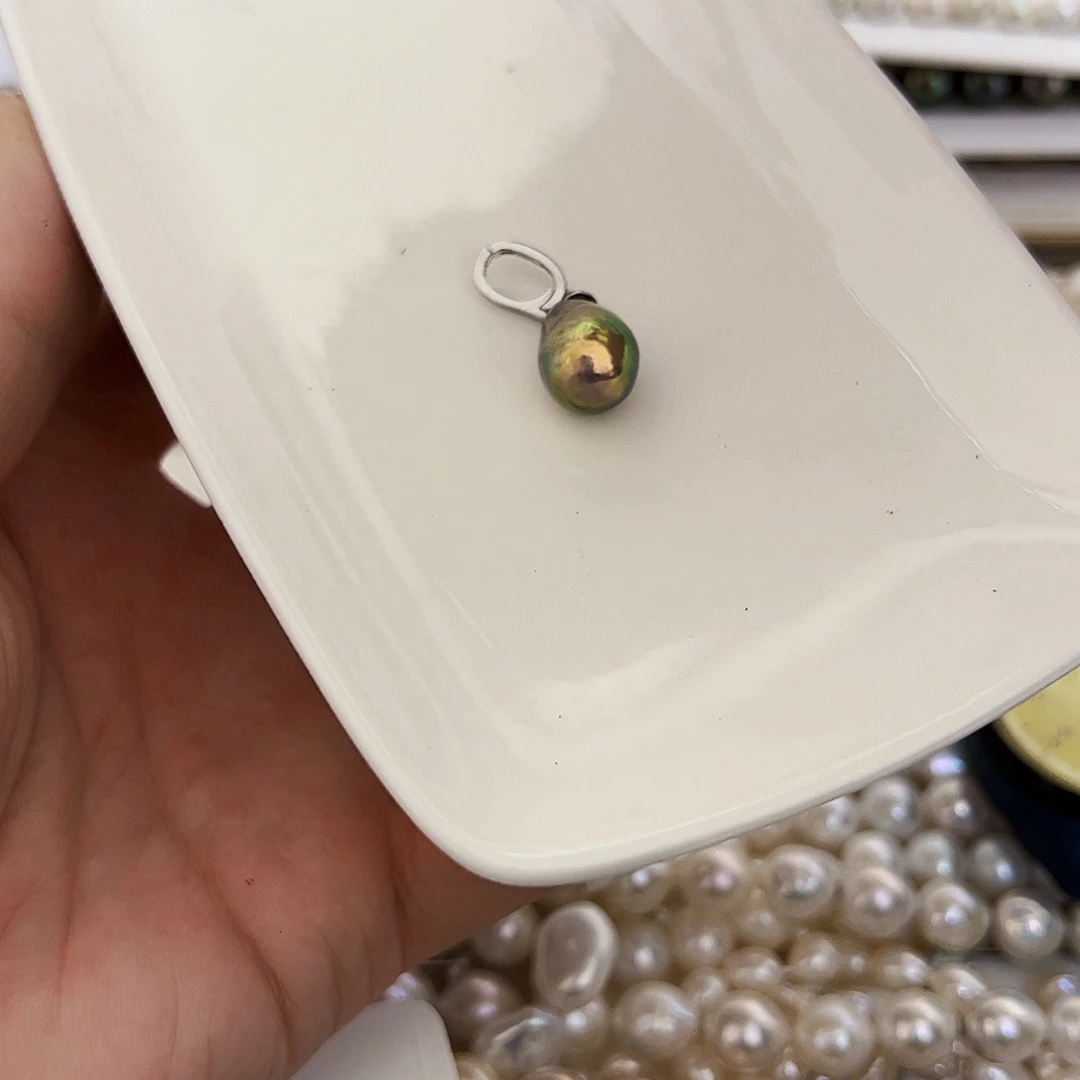 淡水珍珠吊坠(不含链)银S925镶嵌