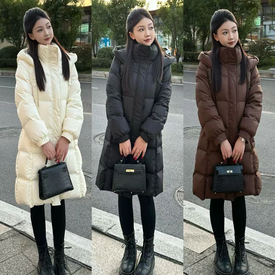 【慕尼黑17】琳琳小个子新款90白鸭绒飘带百搭简约羽绒服加厚外套