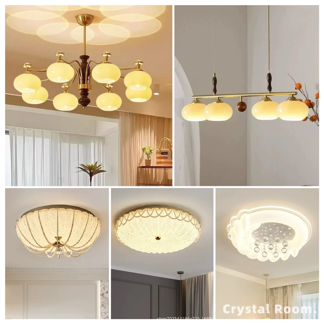 中古美式复古客厅柿子吊灯奶油风设计创意卧室餐厅书房吊灯