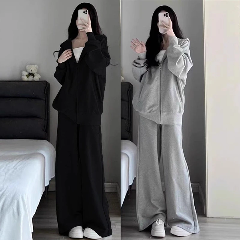 200斤微胖mm休闲卫衣套装女士春秋大码宽松显瘦洋气质妈妈运动服