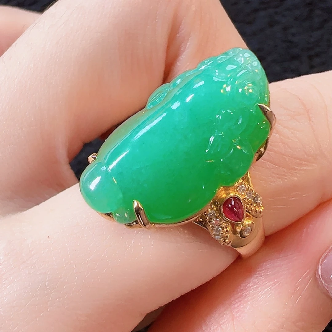 翡翠戒指18K金镶嵌【周末福利价】签收后24小时鉴赏期