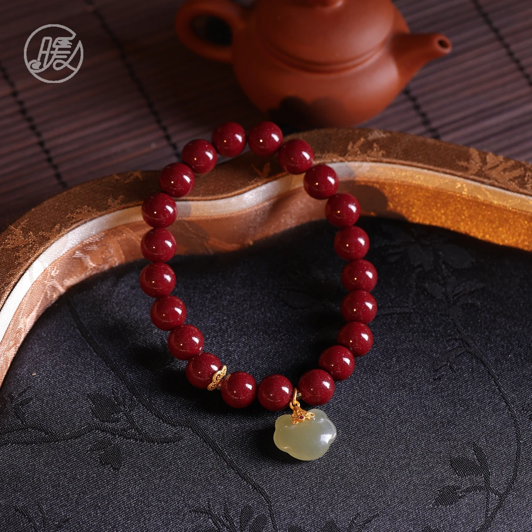 含辰砂工艺品单圈朱砂手串8mm搭配小锁手链H2894多样性发一